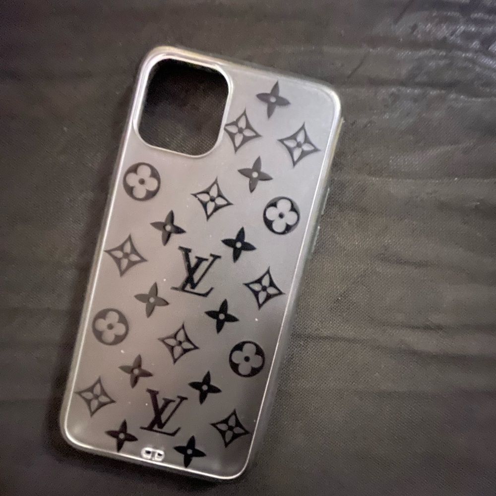 Louie Vuitton iPhone case clear w/black logo. Fits iPhone 11 or XR
